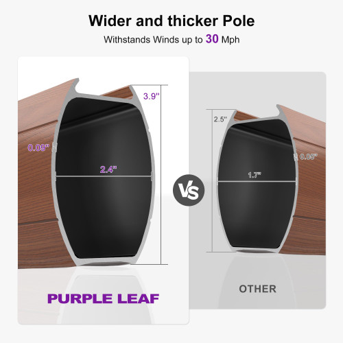 9' X 12' Double Top Deluxe Wood Pattern Rectangle Patio Umbrella Offset Hanging Umbrella Outdoor Market Umbrella Garden Umbrella, Brick Red