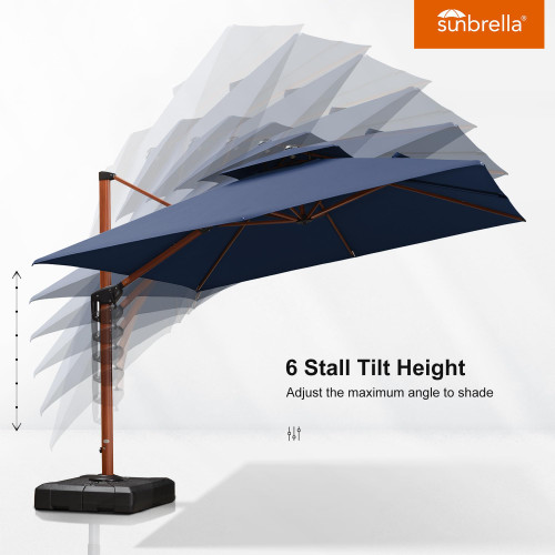 10' X 10' Double Top Deluxe Square Patio Umbrella - Offset Hanging Cantilever Umbrellas in Spectrum Indigo