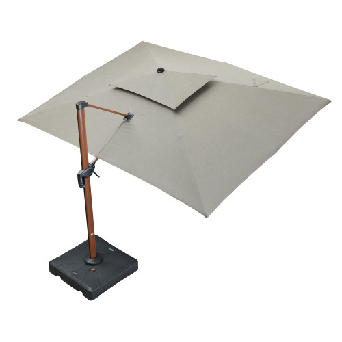 10' X 13' Patio Large Cantilever Umbrella Outdoor Square Wood Umbrellas Offset Umbrella Heavy Duty Sun Umbrellas for Garden Deck Pool, Heather Taupe