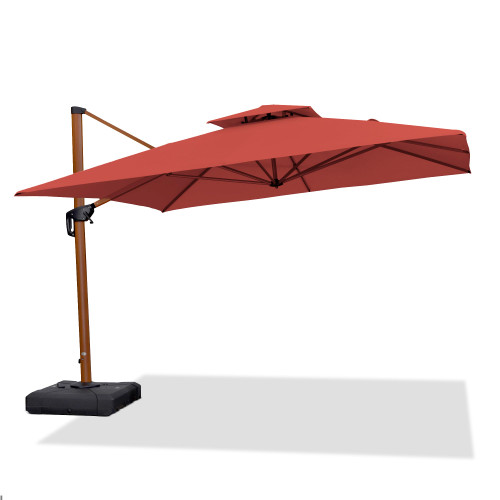 11ft Patio Umbrella Outdoor Square Umbrella Large Cantilever Umbrellas Windproof Offset Umbrellas Heavy Duty Sun Umbrella for Garden Deck Pool Patio, Brick Red
