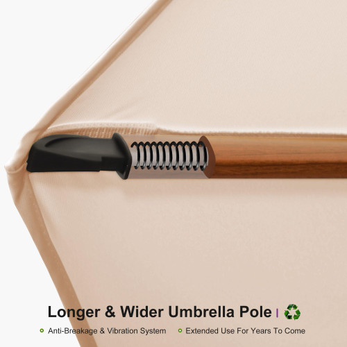 12' X 12' Patio Large Cantilever Umbrella Outdoor Square Wood Umbrellas Offset Umbrella Heavy Duty Sun Umbrellas for Garden Deck Pool, Deep Beige