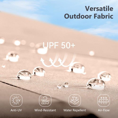 15ft Double Sided Patio Umbrella with Solar Lights, Outdoor Large Umbrellas with Crank Handle and 36 LED Lights, Rectangular Market Umbrella with Base Included for Deck Pool Shade, Beige