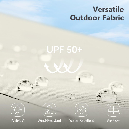 15ft Double Sided Patio Umbrella with Solar Lights, Outdoor Large Umbrellas with Crank Handle and 36 LED Lights, Rectangular Market Umbrella with Base Included for Deck Pool Shade, Ivory