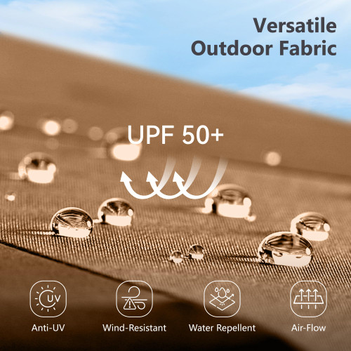 15ft Double Sided Patio Umbrella with Solar Lights, Outdoor Large Umbrellas with Crank Handle and 36 LED Lights, Rectangular Market Umbrella with Base Included for Deck Pool Shade, Tawny