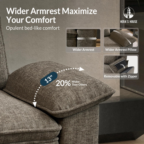 88" Modular Sectional Sofa, Loveseat Couches for Living Room, Comfy Cloud Couch 2-Seater Deep Seat Sofa with Throw Pillow, Chenille Ash