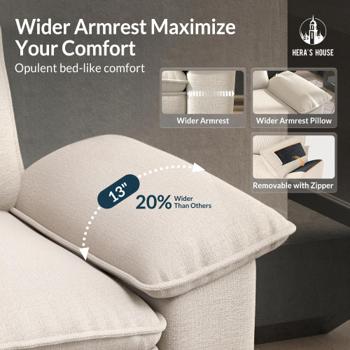 88" Modular Sectional Sofa, Loveseat Couches for Living Room, Comfy Cloud Couch 2-Seater Deep Seat Sofa with Throw Pillow, Chenille Beige