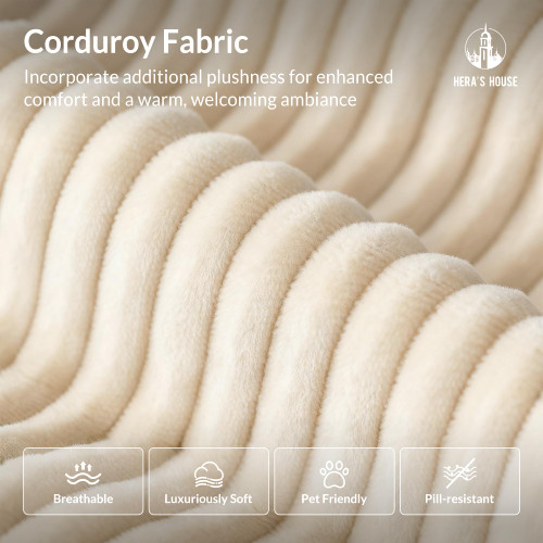 54" Modular Sectional Sofa Couches for Living Room, Comfy Cloud Couch 1-Seater Deep Seat Sofa with Throw Pillow, Corduroy Beige