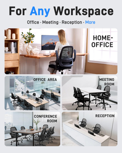Ergonomic Mesh Office Chair for Home Office, Flip-Up Arms, Breathable Mesh Back & Thick Seat Cushion, Swivel Rolling Computer Desk Chair – BIFMA Certified, Supports 300 lbs (White Frame/Beige Seat)