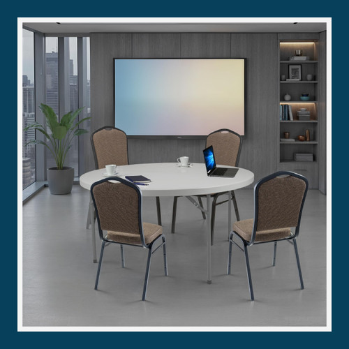 Back Upholstered Stackable Banquet Chairs Premium Commercial Seating (2 Pack, Fabric, Natural Taupe, Black Santex Frame)