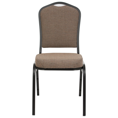Back Upholstered Stackable Banquet Chairs Premium Commercial Seating (2 Pack, Fabric, Natural Taupe, Black Santex Frame)