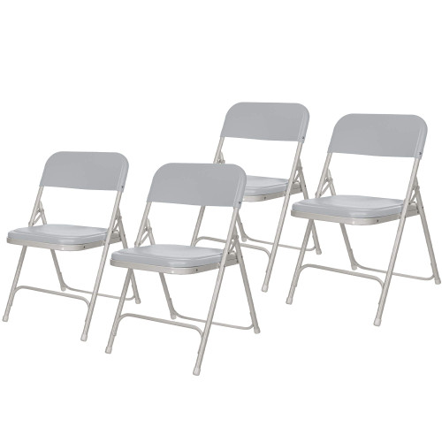 Plastic Folding Chair – Grey, 500 lb Capacity, Contoured Seat & Back, Sturdy Steel Frame, Foldable & Stackable, Ideal for Events, Offices, and Home Use