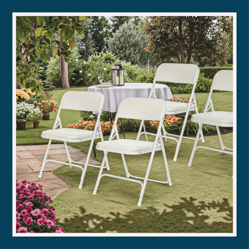 Premium Heavy-Duty Plastic Folding Chairs, Lightweight, Durable Seating for Indoor and Outdoor Use, 500 lb Capacity (4-Pack, Ivory Plastic with White Frame)