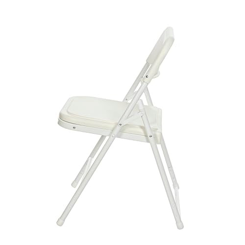 Premium Heavy-Duty Plastic Folding Chairs, Lightweight, Durable Seating for Indoor and Outdoor Use, 500 lb Capacity (4-Pack, Ivory Plastic with White Frame)