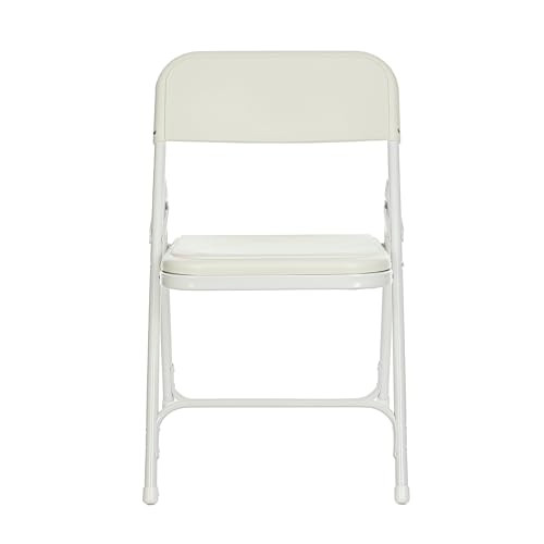 Premium Heavy-Duty Plastic Folding Chairs, Lightweight, Durable Seating for Indoor and Outdoor Use, 500 lb Capacity (4-Pack, Ivory Plastic with White Frame)