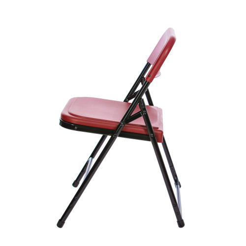 Premium Heavy-Duty Plastic Folding Chairs, Lightweight, Durable Seating for Indoor and Outdoor Use, 500 lb Capacity (4-Pack, Red Plastic with Black Frame)