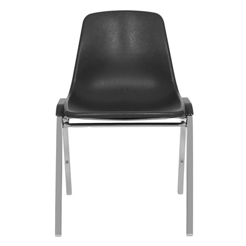 Commercial-Grade Polypropylene Shell Stack Chair (Black, 2-Pack)