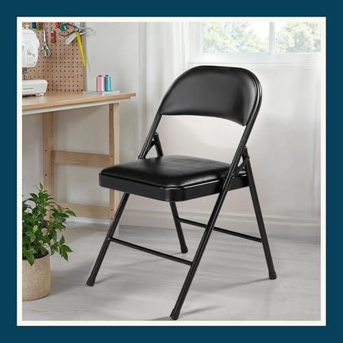 Vinyl Padded Steel Folding Chairs (4-Pack, Black)