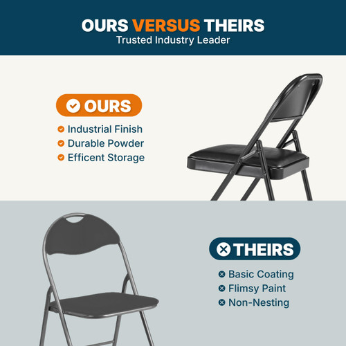 Vinyl Padded Steel Folding Chairs (4-Pack, Black)
