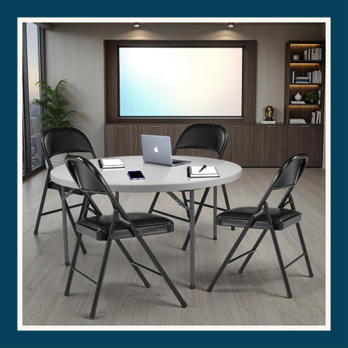 Vinyl Padded Steel Folding Chairs (4-Pack, Black)