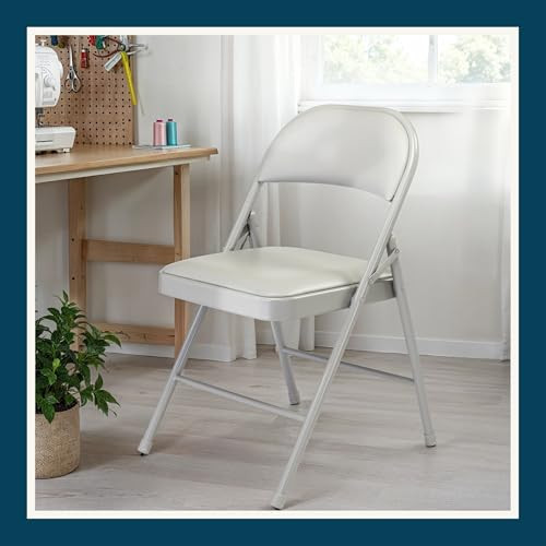 Vinyl Padded Steel Folding Chairs (4-Pack, Gray)