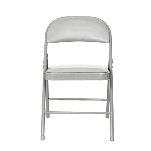 Vinyl Padded Steel Folding Chairs (4-Pack, Gray)