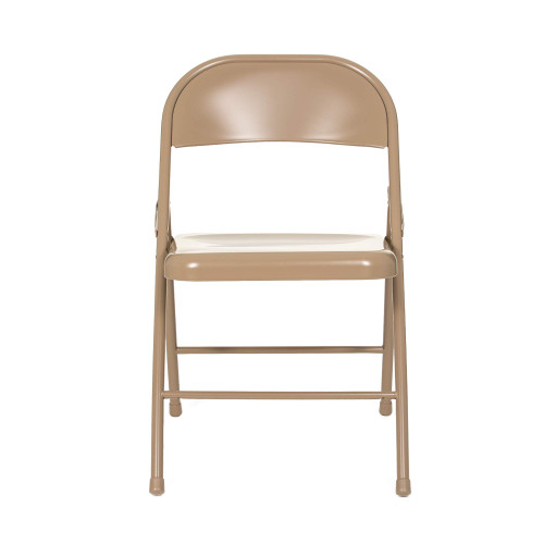 Premium Lightweight All-Steel Folding Chairs (4-Pack, Beige)