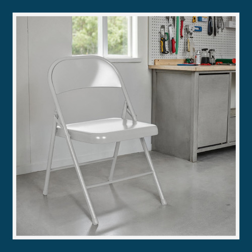 Premium Lightweight All-Steel Folding Chairs (4-Pack, Gray)