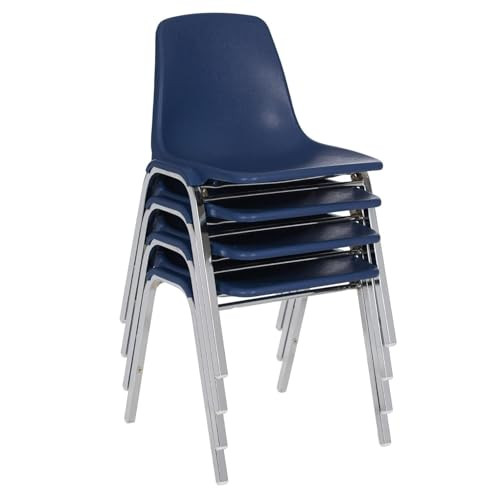 Commercial-Grade Polypropylene Shell Stack Chair (Blue, 2-Pack)