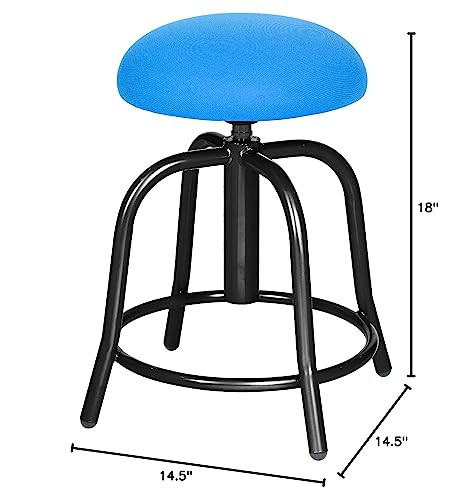 18"-25" Height Adjustable Deluxe Plush Swivel Stool, Blue Seat/Black Frame (OEF6825S-10)