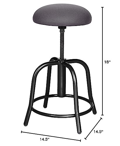 18"-25" Height Adjustable Deluxe Plush Swivel Stool, Grey Seat/Black Frame (OEF6820S-10)