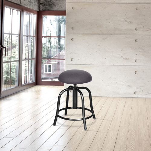 18"-25" Height Adjustable Deluxe Plush Swivel Stool, Grey Seat/Black Frame (OEF6820S-10)