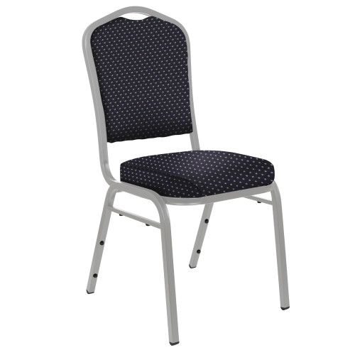 Back Upholstered Stackable Banquet Chairs Premium Commercial Seating (2 Pack, Fabric, Diamond Navy, Silvervein Frame)