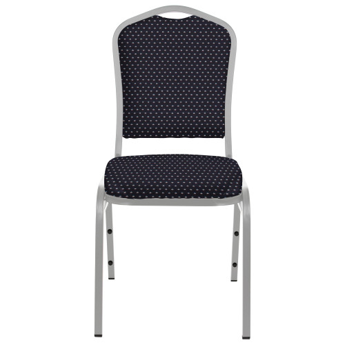 Back Upholstered Stackable Banquet Chairs Premium Commercial Seating (2 Pack, Fabric, Diamond Navy, Silvervein Frame)