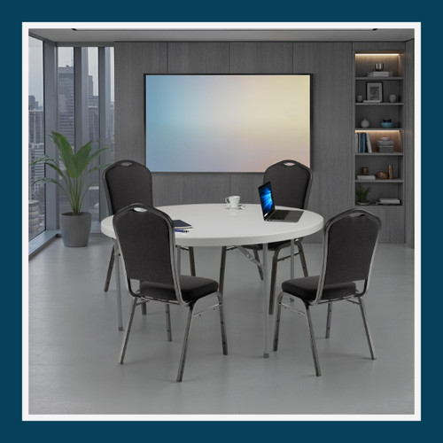 Back Upholstered Stackable Banquet Chairs Premium Commercial Seating (2 Pack, Fabric, Ebony Black, Black Santex Frame)