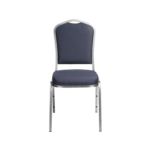 Back Upholstered Stackable Banquet Chairs Premium Commercial Seating (2 Pack, Fabric, Midnight Blue, Silvervein Frame)