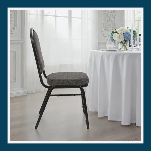 Back Upholstered Stackable Banquet Chairs Premium Commercial Seating (2 Pack, Fabric, Natural Greystone, Black Santex Frame)