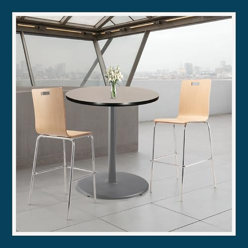 Premium Commercial-Grade Restaurant and Breakroom Cafe Table (Round, 36 in Diameter, 42 in Bar Height, Round-Base, Gray Frame, Gray Nebula Laminate)