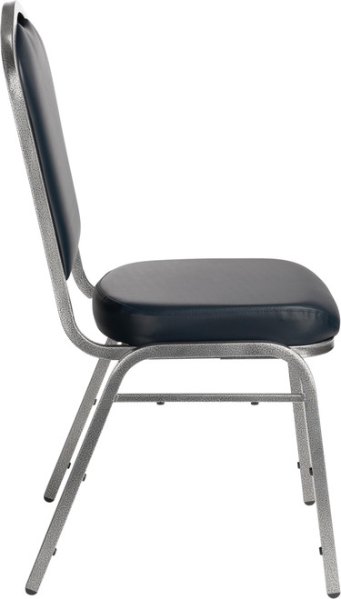 Back Upholstered Stackable Banquet Chairs Premium Commercial Seating (2 Pack, Vinyl, Midnight Blue, Silvervein Frame)