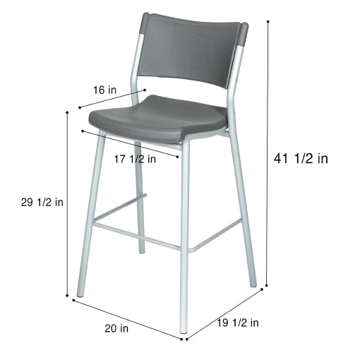 Blow Molded Bistro Stool, Grey (OEFCTS30)