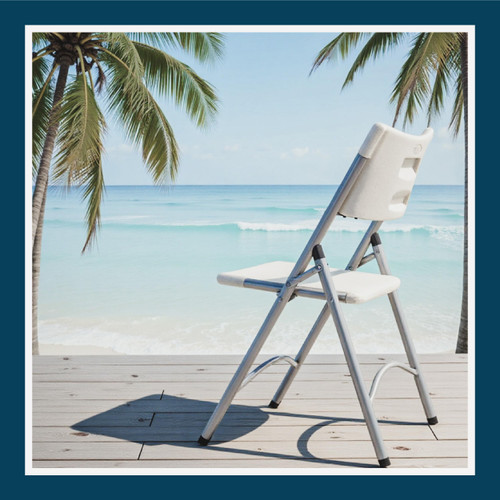 High Back Folding Chairs, Blow-Molded Polyethylene Commercial-Grade Seating for Indoor and Outdoor Use, 500 lb Weight Capacity, 4-Pack (Light Gray)