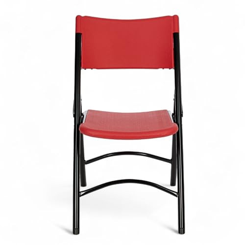 High Back Folding Chairs, Blow-Molded Polyethylene Commercial-Grade Seating for Indoor and Outdoor Use, 500 lb Weight Capacity, 4-Pack (Red)