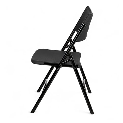 High Back Folding Chairs, Blow-Molded Polyethylene Commercial-Grade Seating for Indoor and Outdoor Use, 500 lb Weight Capacity, 4-Pack (Black)