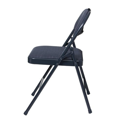 Premium Fabric Padded All Steel Folding Chairs, Comfort Cushioned Seat & Back for Meeting Office Training Rooms (4-Pack, Cosmic Blue)