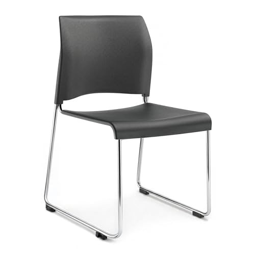 Commercial Stack Chair (Hard Plastic Seat and Back, Dark Gray, Chrome Frame, 4-Pack)