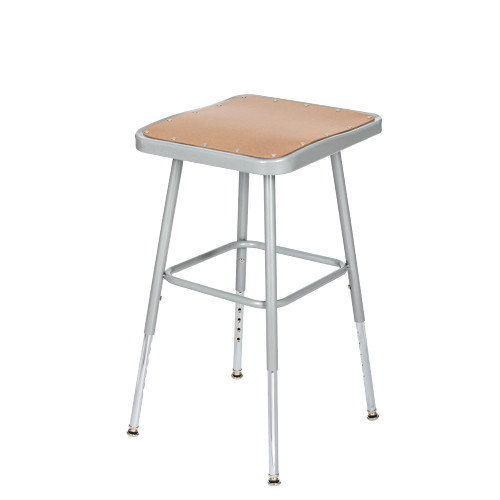Premium Commercial-Grade All-Purpose Square Stool (Height-Adjustable, 18–27 inch Range, Gray Frame, Masonite Wood Seat, 2-Pack)