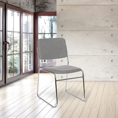 Commercial-Grade Fabric Padded Stack Chair (Classic Gray, 2-Pack)