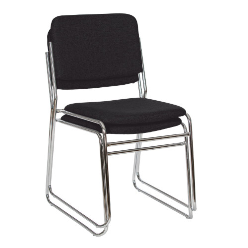 Commercial-Grade Fabric Padded Stack Chair (Black, 2-Pack)