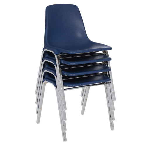Commercial-Grade Polypropylene Shell Stack Chair (Blue, 4-Pack)