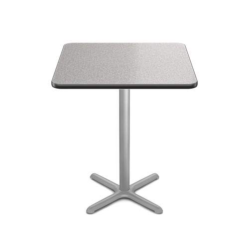 Premium Commercial-Grade Restaurant and Breakroom Cafe Table (Square, 36 in Side, 42 in Bar Height, X-Base, Gray Frame, Gray Nebula Laminate)