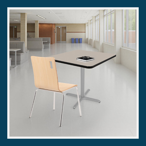 Premium Commercial-Grade Restaurant and Breakroom Cafe Table (Square, 36 in Side, 30 in Dining Height, X-Base, Gray Frame, Gray Nebula Laminate)